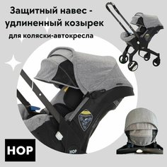 Защитный навес-удлиненный козырек для коляски-автокресла - Grey (серый) HOP