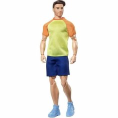 Ken Doll, Barbie Looks, Brown Hair, Color Block Tee & Blue Shorts - Кукла Кен Каштановые волосы, цветная футболка и синие шорты HJW85 Mattel
