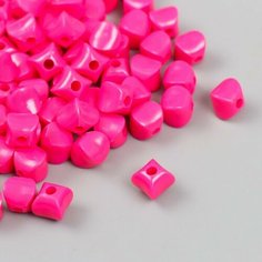 Бусины для творчества пластик "Кубик со сплющенными краями" розовый набор 30 гр d=0,8 см Арт Узор