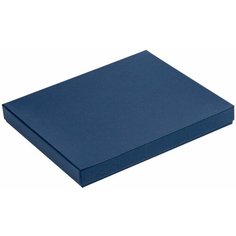 Коробка Overlap под ежедневник и аккумулятор, синяя, 27,8х23,7х3,4 см, переплетный картон Нет бренда
