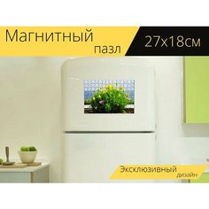 Магнитный пазл "Цветок, желтый, желтые цветы" на холодильник 27 x 18 см. Lots Prints