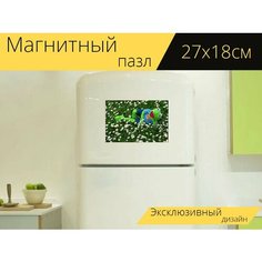 Магнитный пазл "Кермит, лягушка, луг" на холодильник 27 x 18 см. Lots Prints