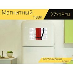 Магнитный пазл "Пожар, огнетушитель, горящий" на холодильник 27 x 18 см. Lots Prints