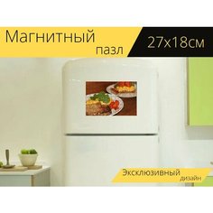 Магнитный пазл "Еда, яичница, помидоры на гриле" на холодильник 27 x 18 см. Lots Prints