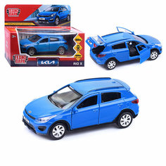 Машина металл Kia Rio X длина 12 см, двери, багаж, инерц, синий, в коробке Технопарк