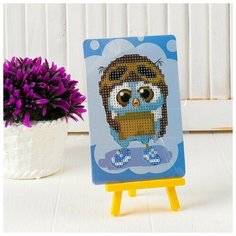 Алмазная вышивка с частичным заполнением Сова в шлеме, с подставкой, размер картины: 21 25 см Made in China