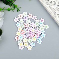 Бусины для творчества пластик "Английские буквы на цветке" набор 20 гр микс 1,2х1,2 см Арт Узор