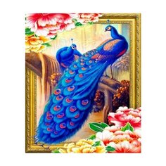 Алмазная мозаика на подрамнике 40х50 круглые стразы AN0512L Пара павлинов Painting Diamond
