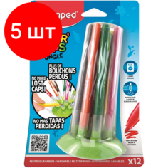 Комплект 5 наб, Фломастеры Maped COLORPEPS JUNGLE INNOVATION 12цв/наб,845445