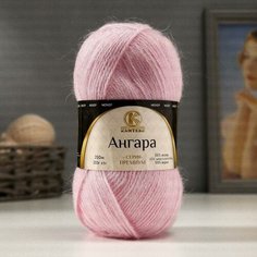 Пряжа "Ангара" 35% мохер 15% шерсть, 50% акрил 250м/100гр (055 розов. св) Камтекс