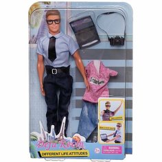 Игровой набор Кукла Defa Kevin На работе в бело-голубой рубашке и брюках, co сменным комплектом одежды и игровыми предметами, 30 см