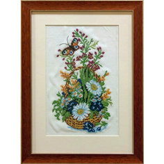 Канва с рисунком для вышивки крестом матренин посад Корзина с ромашками, 18*30см, 1шт