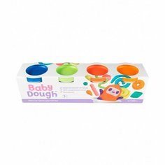 Тесто для лепки BabyDough, набор 4 цвета (синий, нежно-зеленый, красный, оранжевый) ВОЛШЕБНЫЙ МИР