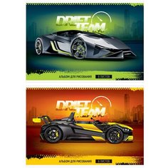Альбом для рисования 8 листов, А4, на скрепке ArtSpace "Авто. Drift team", эконом, 16 шт