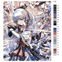 Картина по номерам S188 "Компьютерная игра - Genshin Impact (Геншин Импакт). Аяка" 70x90 Brushes Paints