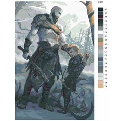 Картина по номерам U-90 "Игра God of War. Кратос и Атрей" 80x120 см Brushes Paints