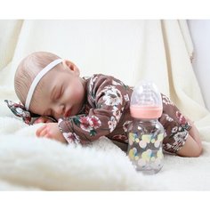 Мягконабивная кукла Реборн (Reborn Dolls) - Девочка в коричневом боди с цветами (51 см)