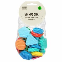 Развивающая игрушка ТРИ совы Шнуровка "Геометрические фигуры", EVA, 34 элемента, шнурок