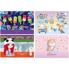 Альбом для рисования 08л, А4, на скрепке BG "Mix. Девочки", эконом - 32 шт. BG®