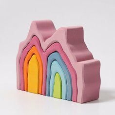 Фантазийная деревянная пирамидка балансир "Пещера розовая", 7 деталей Grimms