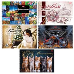 Альбом для рисования 32л, А4, на спирали Hatber "Ассорти", перфорация на отрыв