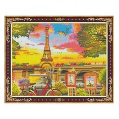 Алмазная мозаика Рыжий кот "Париж" 40*50 см, с подрамником, с полным заполнением, камни разных форм (WK007)