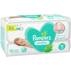 Влажные салфетки Pampers Sensitive, липучка, 104 шт.