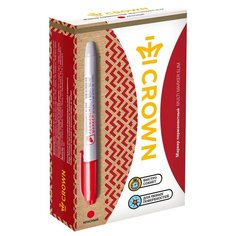 Маркер перманентный Crown "Multi Marker Slim" красный, 2мм, упаковка 12 шт.
