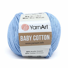 Пряжа для вязания YarnArt Baby Cotton 50гр 165м (50% хлопок, 50% акрил) (448 светло-голубой), 10 мотков