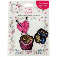 Lukky Fashion Шайн Дизайн, многоразовые стикеры для одежды, 3 шт (сердце, сова, картофель фри)