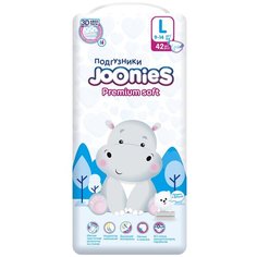 Joonies подгузники Premium Soft L 9-14 кг, 42 шт., белый