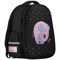 Рюкзак BrunoVisconti, классическая капсула, черный с эргономичной спинкой, «милый слоник», Арт. 12-009-011/01