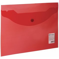 BRAUBERG Папка-конверт с кнопкой малого формата (240х190 мм), а5, прозрачная, красная, 0,18 мм, brauberg, 224026, 50 шт.