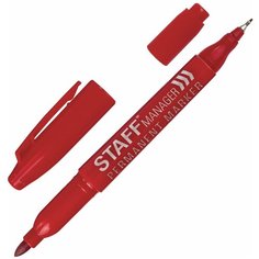 STAFF Маркер перманентный двусторонний staff, красный, наконечники 0,8 мм/2,2 мм, 151627, 24 шт.