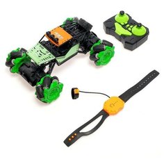 Машина радиоуправляемая «Джип-акробат», 4WD, управление жестами, работает от аккумулятора, цвет зелёный Noname
