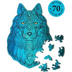 Пазлы / головоломки / Piecezz Puzzle "волк" 22х22 см 70 деталей Фигурная мозаика / развивающие игры