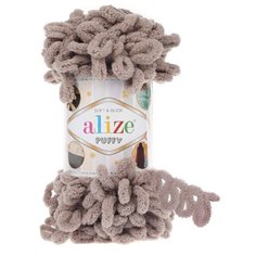 Пряжа Alize Puffy (Пуффи) цвет молочно-бежевый 268, 100% микрополиэстер 100г, 9м, 5шт