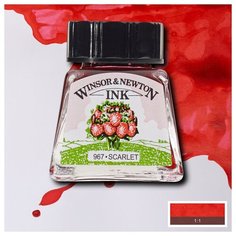 Тушь для рисования Winsor&Newton алый, стеклянный флакон, 14 мл (1005601)