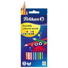 Карандаши цветные Pelikan шестигранные, 12цв, толщина грифеля 3мм.