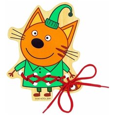 Игрушка для детей интерактивная развивающая Шнуровка "Компот" Три кота (деревянная) Alatoys