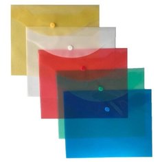 Папка-конверт на кнопке А5 Attache цвет в ассортименте 120 мкм 10 шт/уп