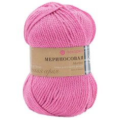Пряжа Пехорка Мериносовая, 50 % мериносовая шерсть, 50 % акрил, 100 г, 200 м, 3 шт., 49 фуксия