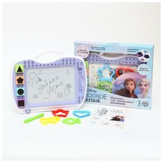 Доска для магнитного рисования "Планшет" с трафаретами, штампами и наклейками, Холодное сердце Disney