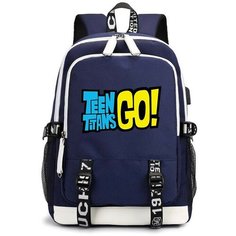 Рюкзак с логотипом "Юные титаны" (Teen Titans GO) синий с USB-портом №1 Noname
