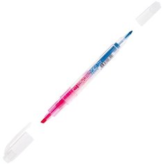 Текстовыделитель двусторонний "H2-1000" розовый/голубой, 3/2мм, 5 шт Crown