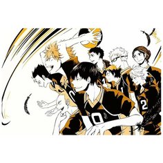 Картина по номерам на холсте аниме Волейбол (Haikyuu, Хината, Акаши, Бокуто) - 8129 Г 60x40