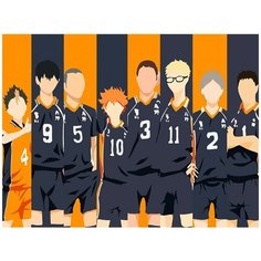 Картина по номерам на холсте аниме Волейбол (Haikyuu, Хината, Акаши, Бокуто) - 8132 Г 30x40
