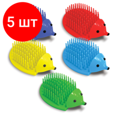 Комплект 5 шт, Подставка-держатель пифагор "Ежик" для пишущих принадлежностей, настольная, пластик, ассорти, 237173