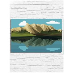 Картина по номерам на холсте пейзаж (природа, лес, горы, минимализм) - 9244 Г 20x30