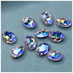 Декоративные кристаллы для рукоделия стеклянные овал 14 шт размер 14х10 мм, цвет Lt.Pink AB - розовый с радужным отливом КафеБижу